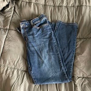 Dark wash, straight leg jeans, size 14